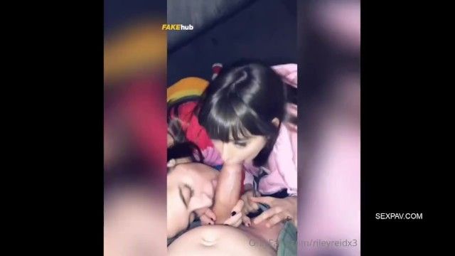 Beauties from college sucks their roommate dick in car park