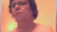 Old granny play with saggy titties and cum-hole